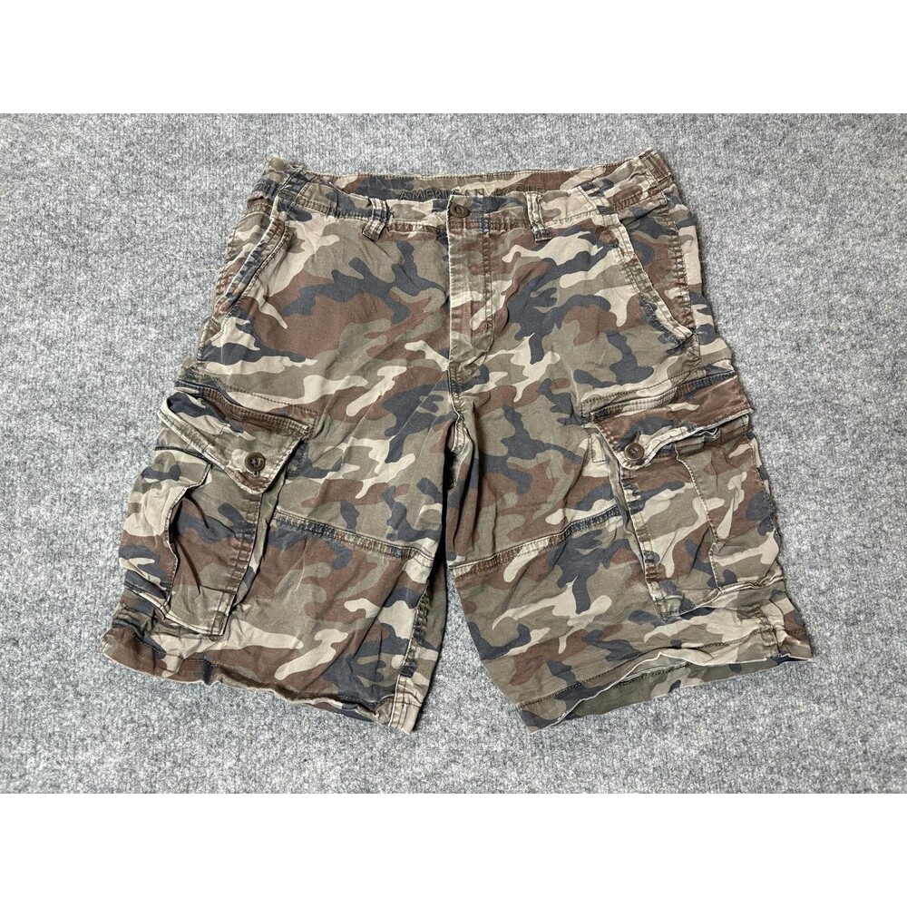 American Eagle Outfitters Cargo Shorts Mens 34 Camo 11" Inseam Stretch Casual
